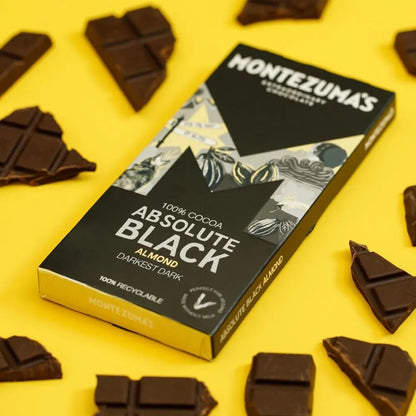 Absolute Black Chocolate 100% Cocoa with Almonds 90g - Montezumas Chocolate - Chocolate Bar - Montezumas Chocolate