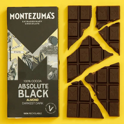 Absolute Black Chocolate 100% Cocoa with Almonds 90g - Montezumas Chocolate - Chocolate Bar - Montezumas Chocolate