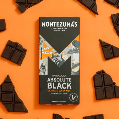 Absolute Black Chocolate 100% Cocoa with Coco Nibs and Orange 90g - Montezumas Chocolate - Chocolate Bar - Montezumas Chocolate