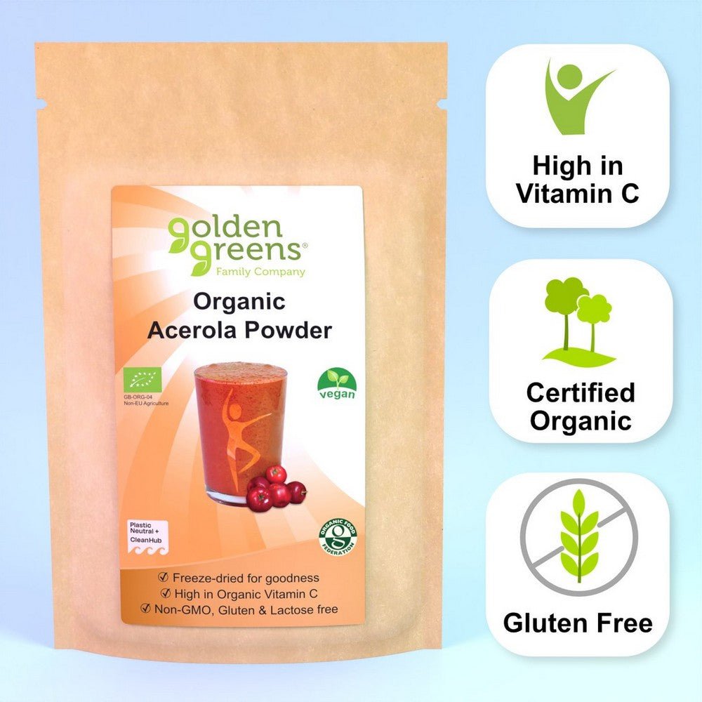 Acerola Powder 50g - Eco Natural Products - Golden Greens Organic - Botanical & Food Supplements