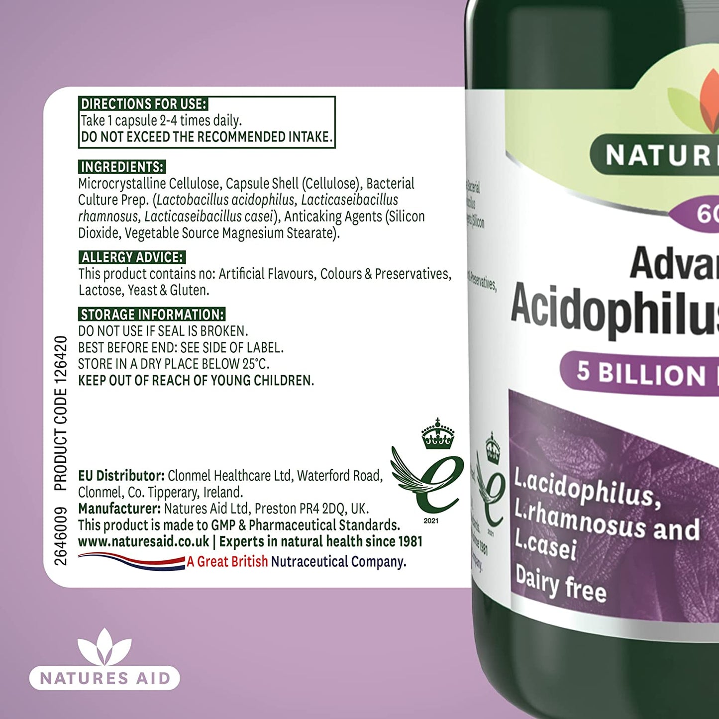 Acidophilus Complex 60 Capsules - Natures Aid - Vitamins & Supplements - Eco Natural Products