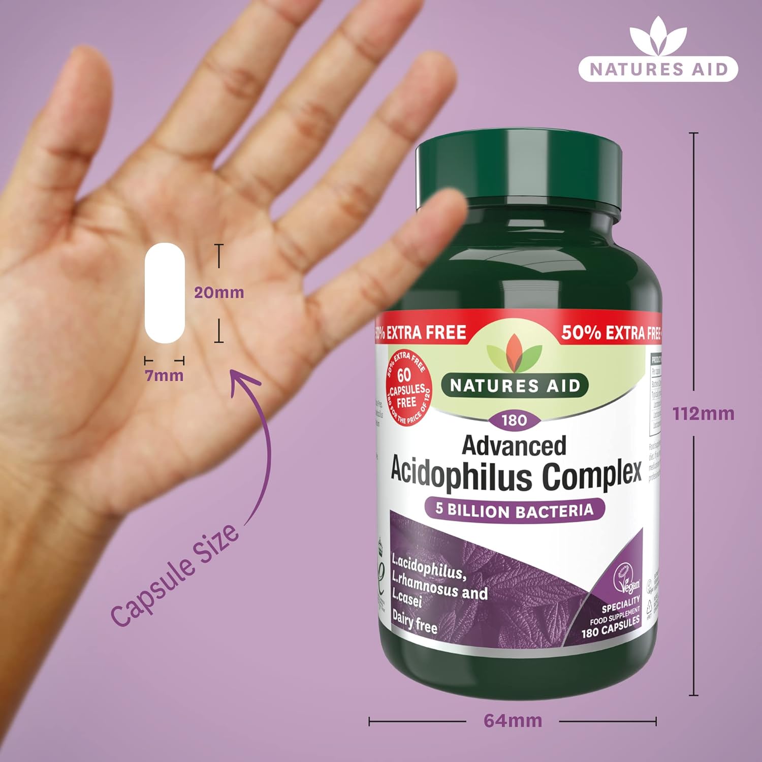 Acidophilus Complex 60 Capsules - Eco Natural Products - Natures Aid - Vitamins & Supplements