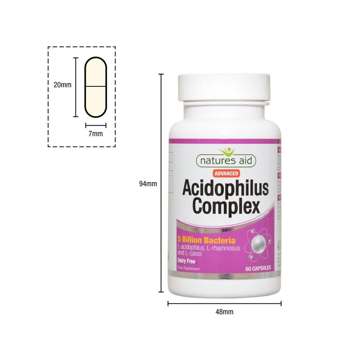 Acidophilus Complex 60caps - Natures Aid - Supplement - Natures Aid