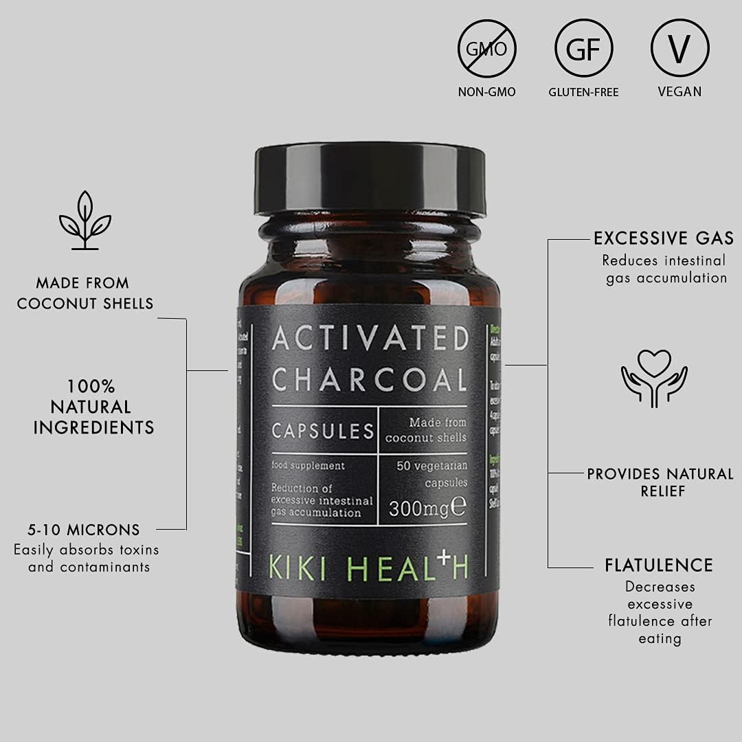 Activated Charcoal 50 Vegicaps - Eco Natural Products - Kiki Health - Food Supplement