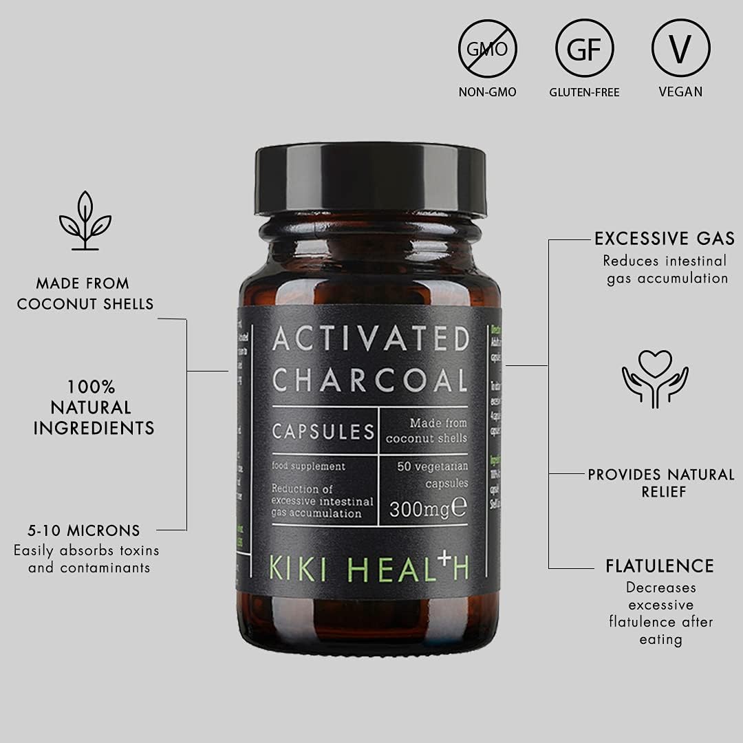 Activated Charcoal 50 Vegicaps - Kiki Health - Food Supplement - Eco Natural Products