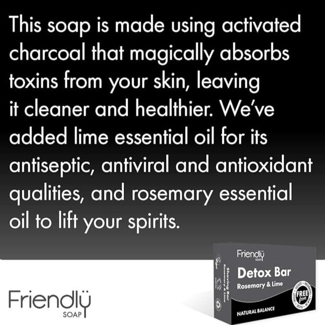 Activated Charcoal Detox Bar Soap 95g - Friendly Soap - Bar Soap - Eco Natural Products