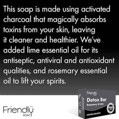 Activated Charcoal Detox Bar Soap 95g - Friendly Soap - Bar Soap - Eco Natural Products