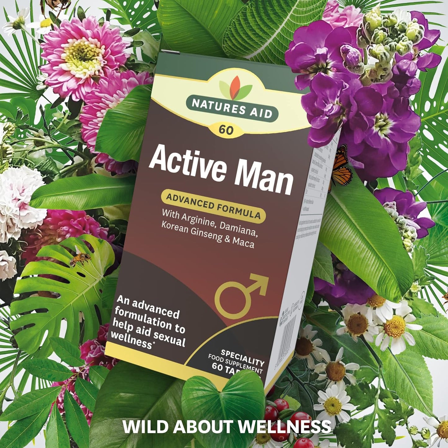 Active Man with Arginine, Korean Ginseng and Maca 60 Tablets - Natures Aid - Vitamins & Supplements - Eco Natural Products