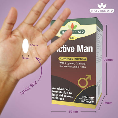 Active Man with Arginine, Korean Ginseng and Maca 60 Tablets - Natures Aid - Vitamins & Supplements - Eco Natural Products