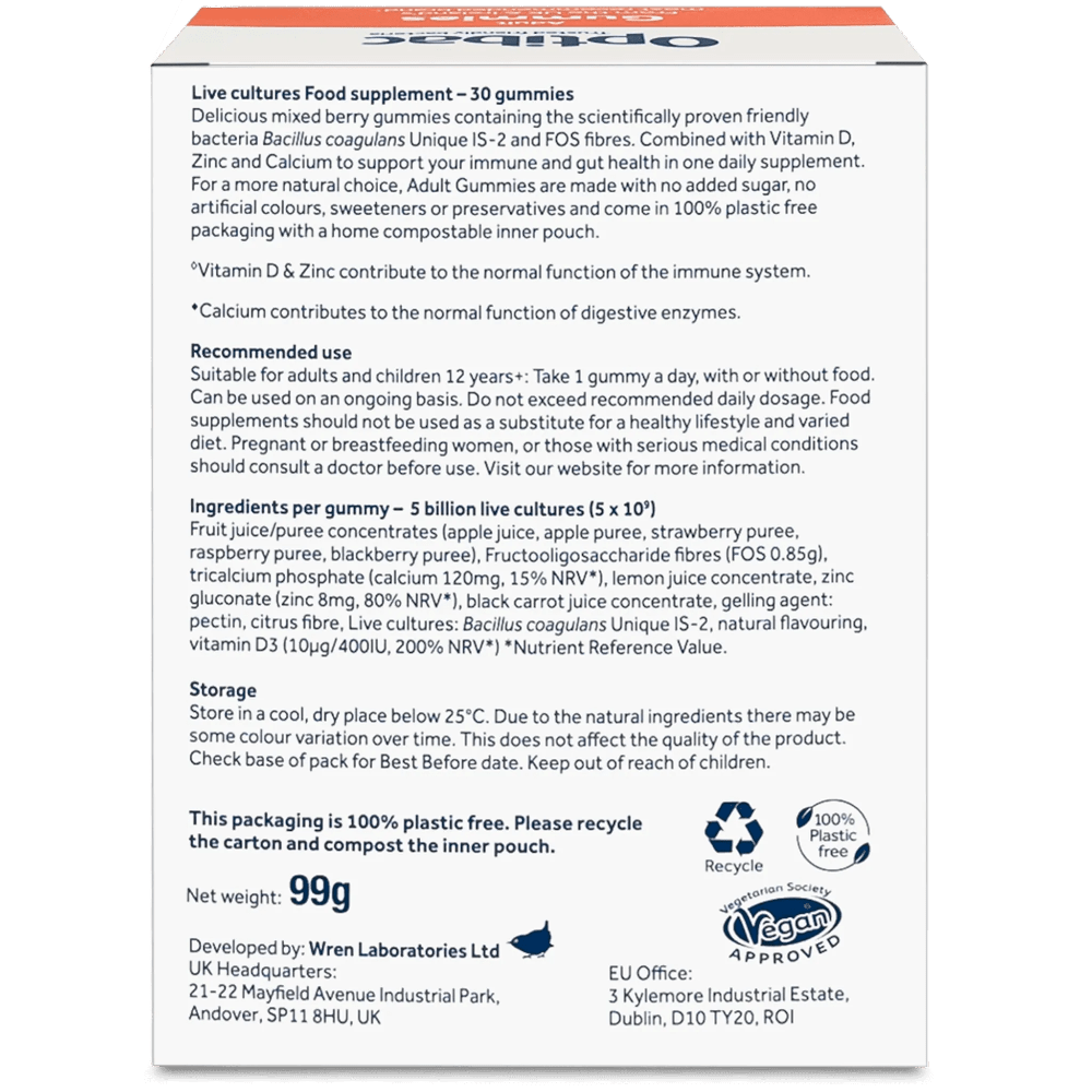 Adult Gummies 30's BBE 01.02.2025 - Optibac Probiotics - Digestive Supplements - Optibac Probiotics