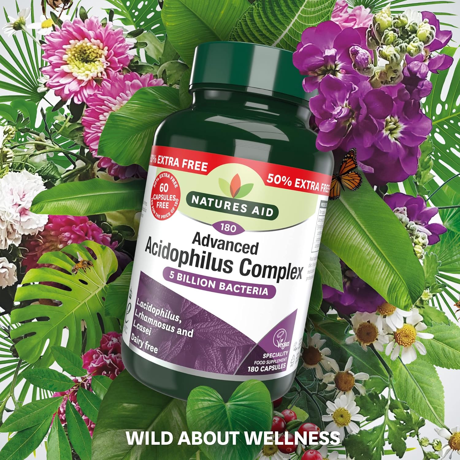 Advanced Acidophilus Complex 5 Billion Bacteria 90 Capsules - Natures Aid - Vitamins & Supplements - Eco Natural Products