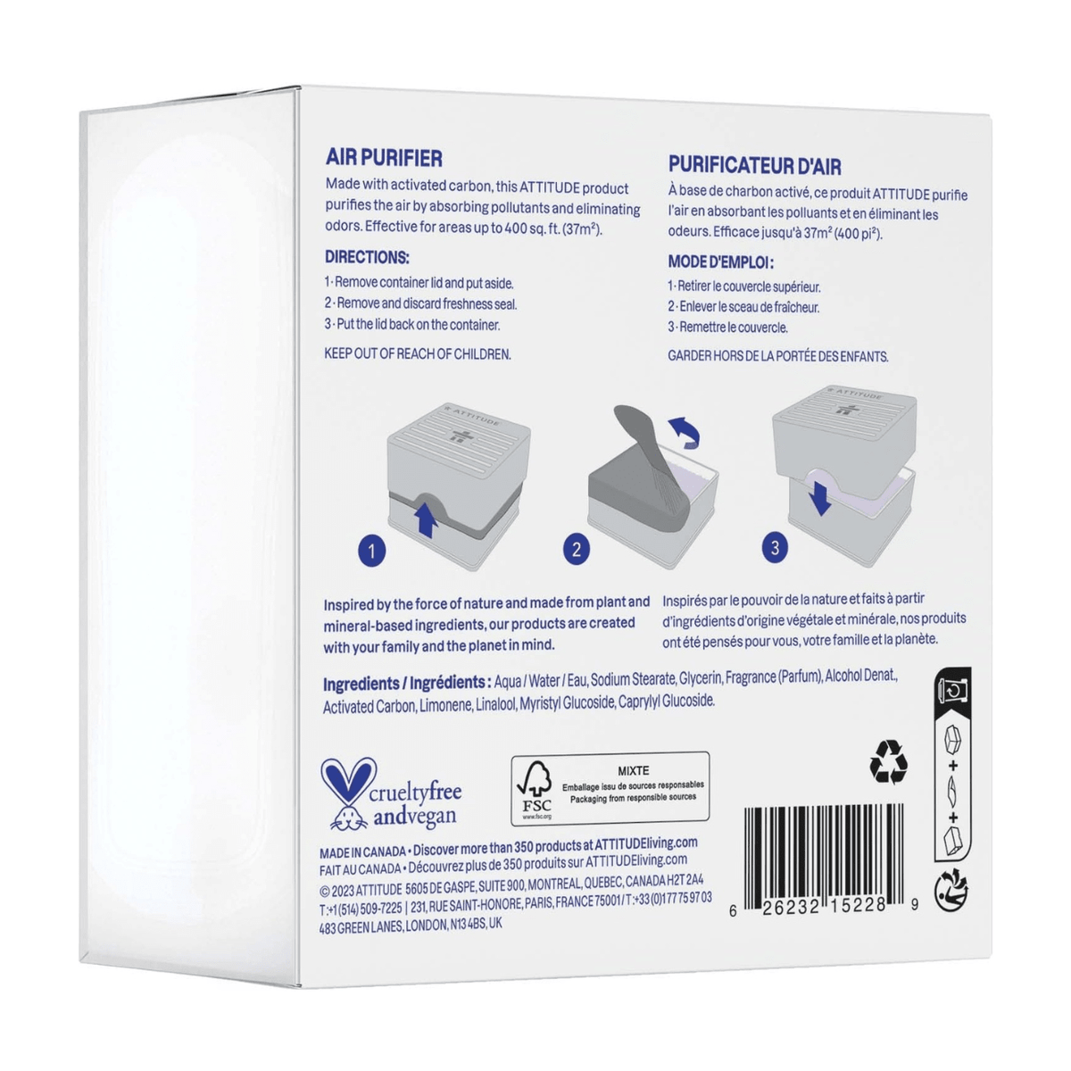 Air Purifier Eucalyptus & Lavender 227g - Attitude - Room Fragrance - Attitude