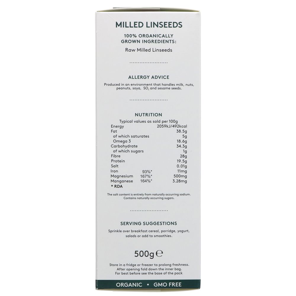 Organic Milled Linseeds Raw 500g