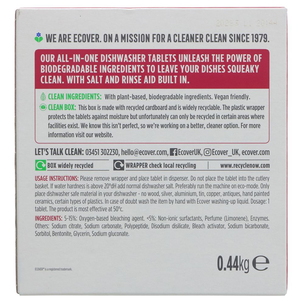 All - in - one Dishwasher 22 Tablets - Eco Natural Products - Ecover - Dishwasher Tablets