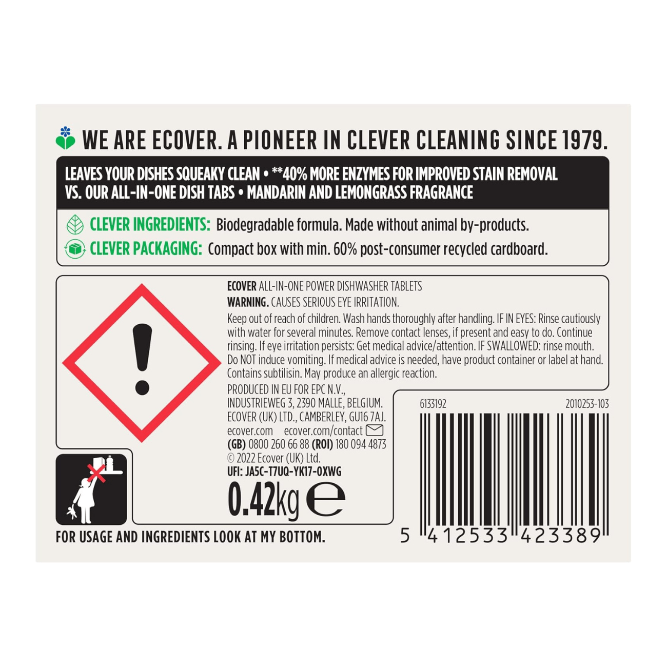 All in One Dishwasher Tablets 24's - Ecover - Dish Detergent & Soap - Eco Natural Products