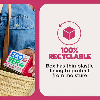 All in One New Plastic Free Dishwasher Tablets 24's - Ecover - Dish Detergent & Soap - Eco Natural Products