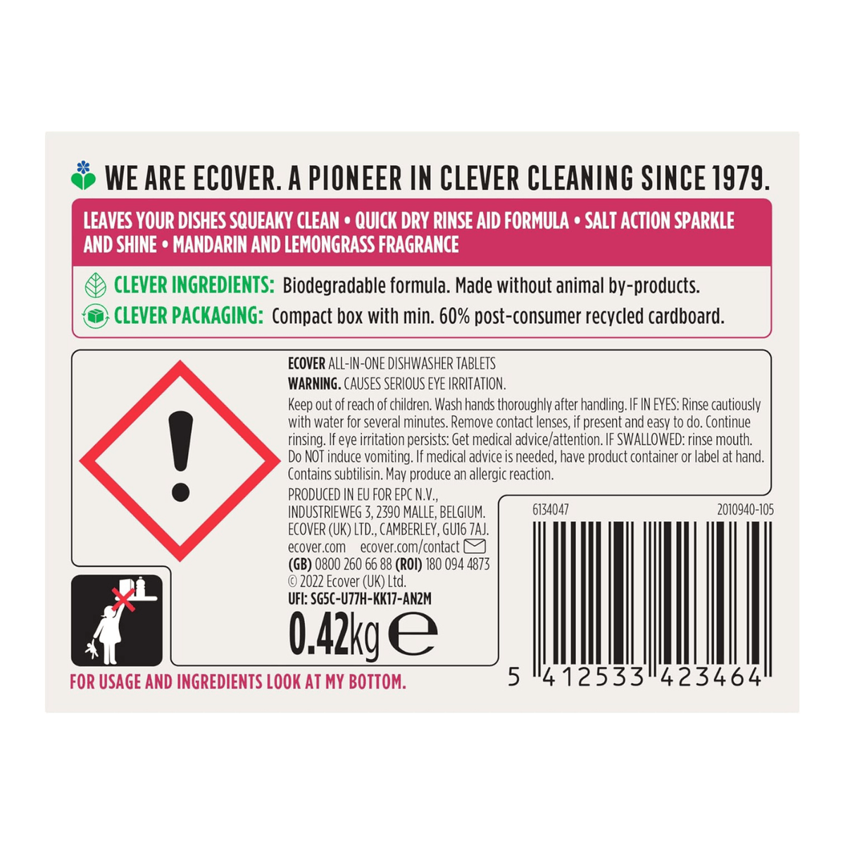 All in One New Plastic Free Dishwasher Tablets 24's - Ecover - Dish Detergent & Soap - Eco Natural Products