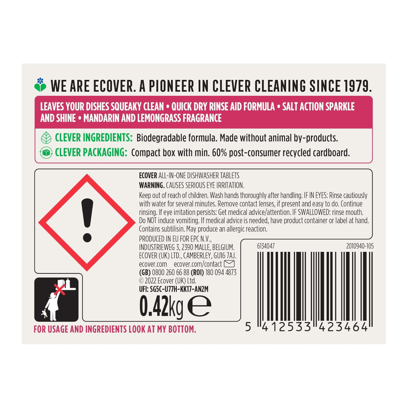 All in One New Plastic Free Dishwasher Tablets 24's - Ecover - Dish Detergent & Soap - Eco Natural Products