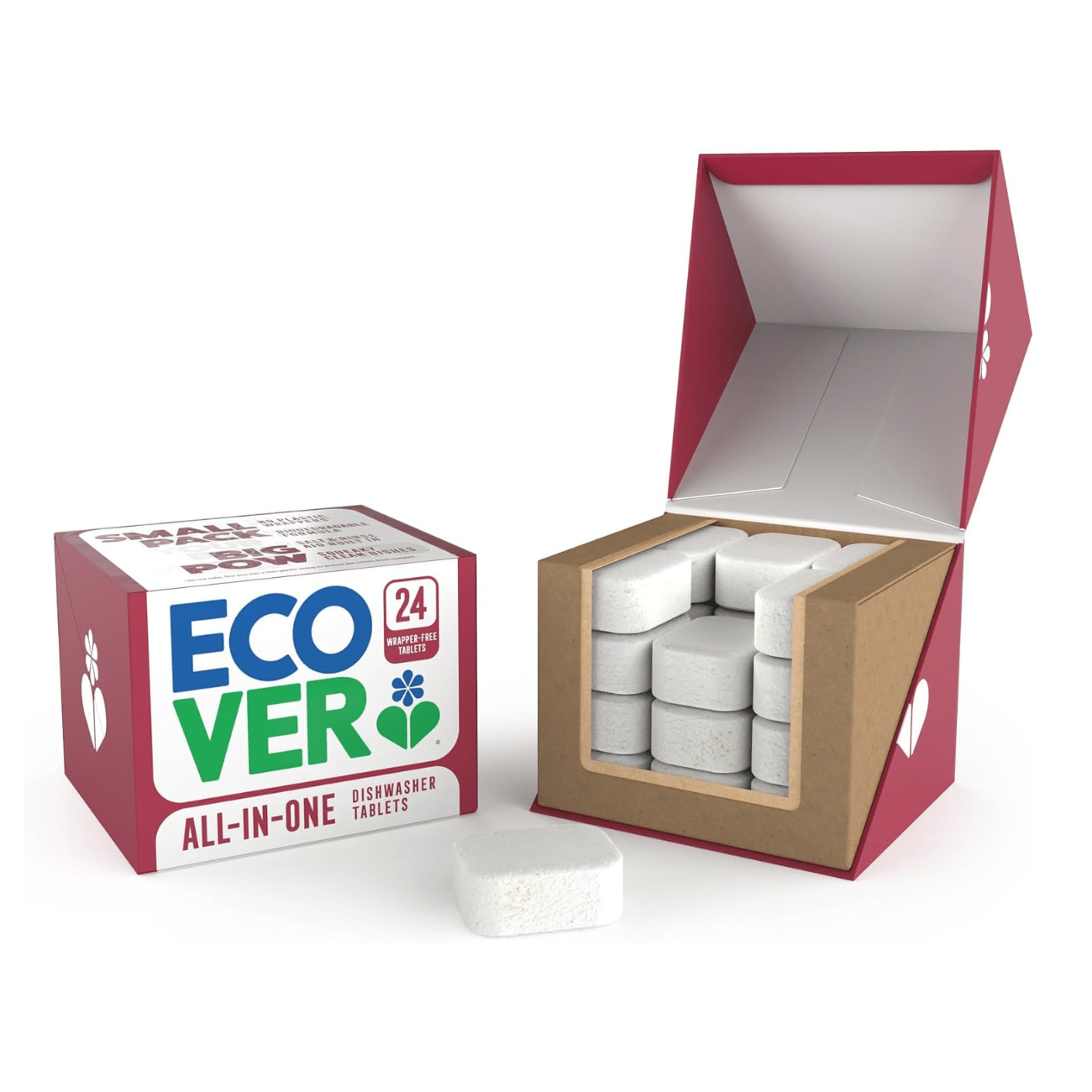 All in One New Plastic Free Dishwasher Tablets 24's - Ecover - Dish Detergent & Soap - Eco Natural Products