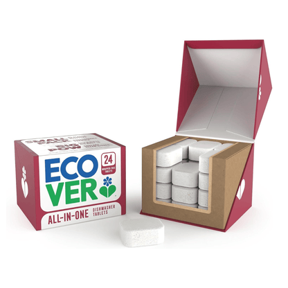 All in One New Plastic Free Dishwasher Tablets 24's - Ecover - Dish Detergent & Soap - Eco Natural Products