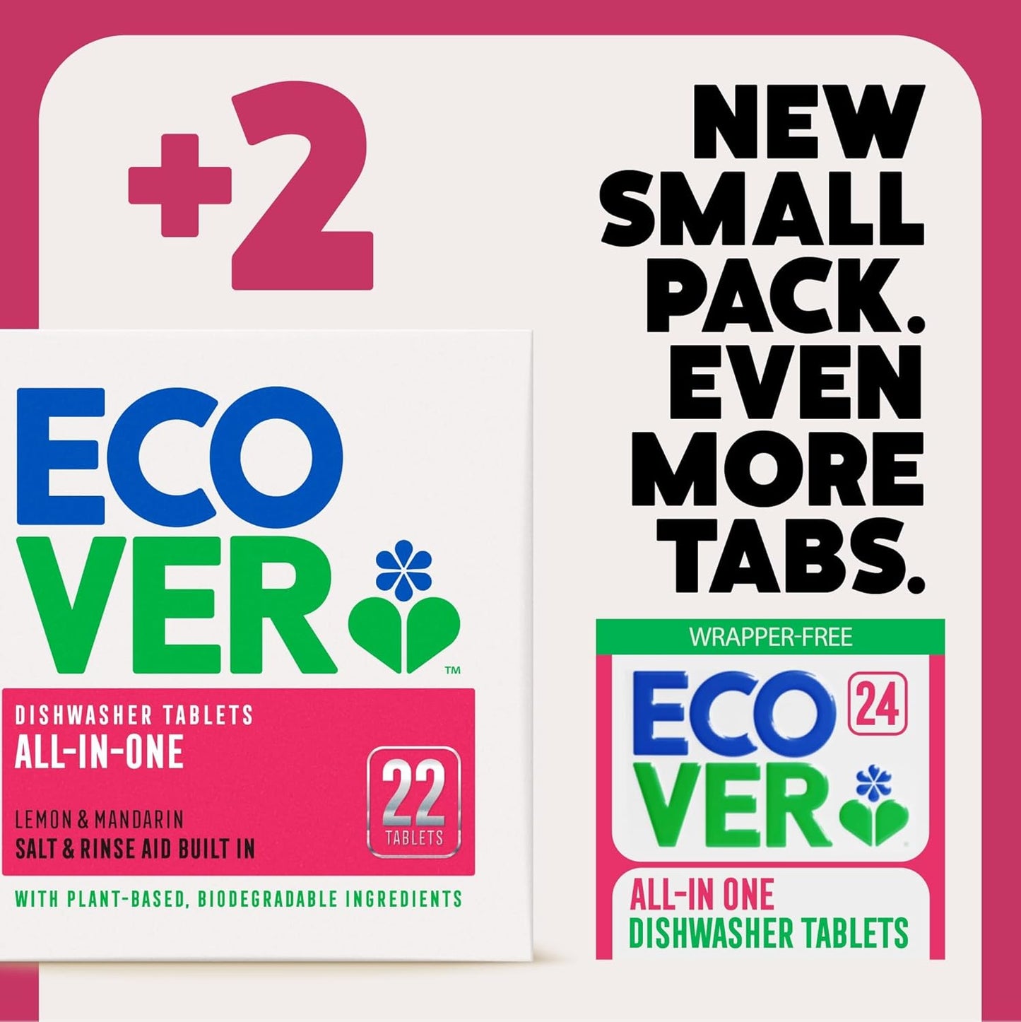 All in One New Plastic Free Dishwasher Tablets 24's - Ecover - Dish Detergent & Soap - Eco Natural Products