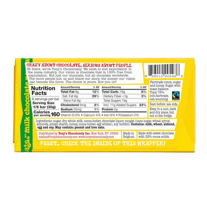 Almond Honey Nougat Milk Chocolate Bar 180g - Tony's Chocolonely - Chocolate Bar - Eco Natural Products