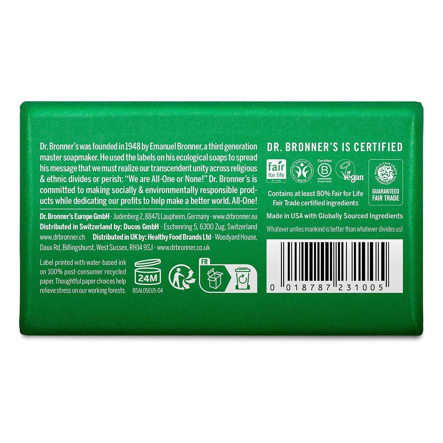 Almond Pure - Castile Bar Soap 140g - Dr. Bronner - Bar Soap - Eco Natural Products