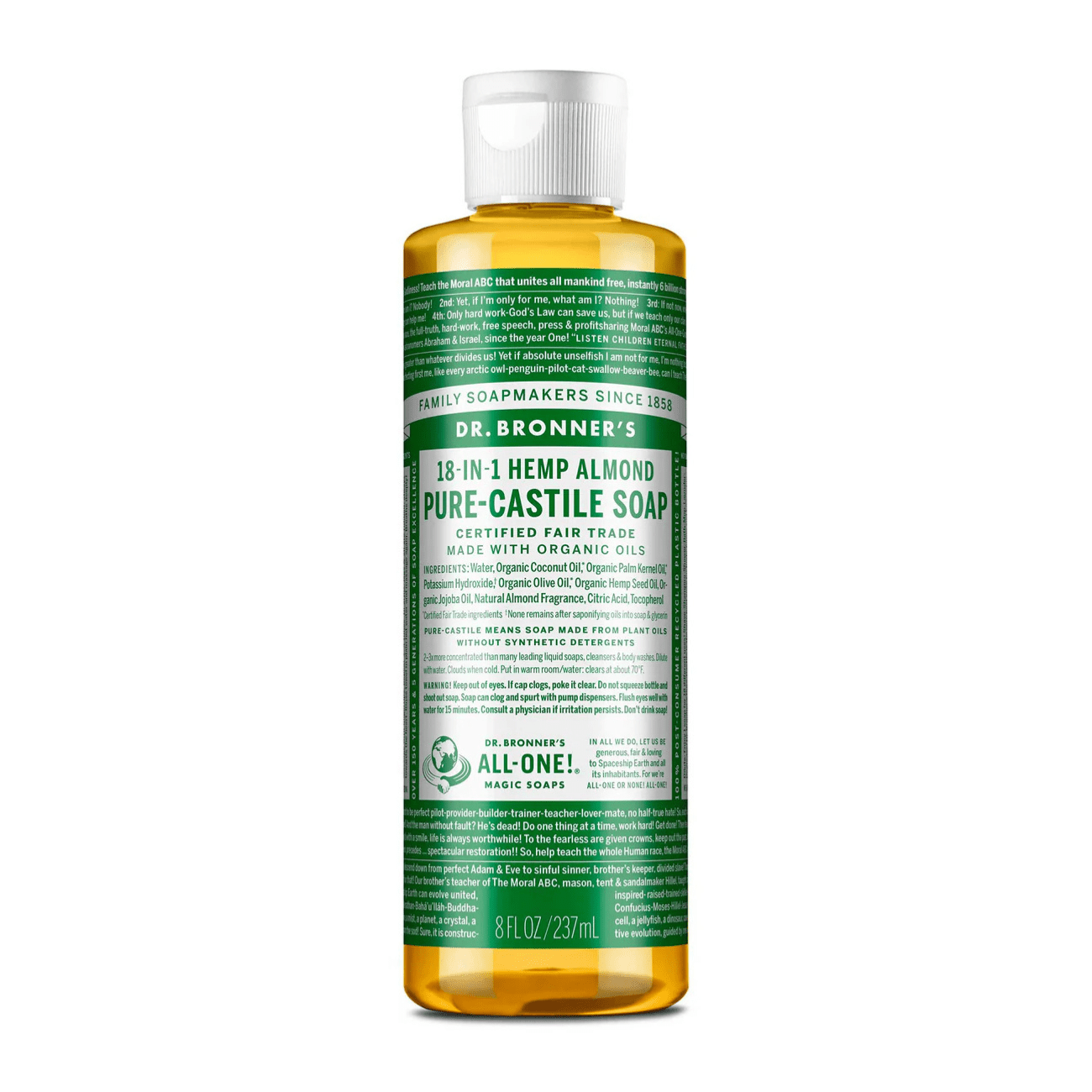 Almond Pure - Castile Liquid Soap 237ml - Eco Natural Products - Dr. Bronner - Liquid Soap