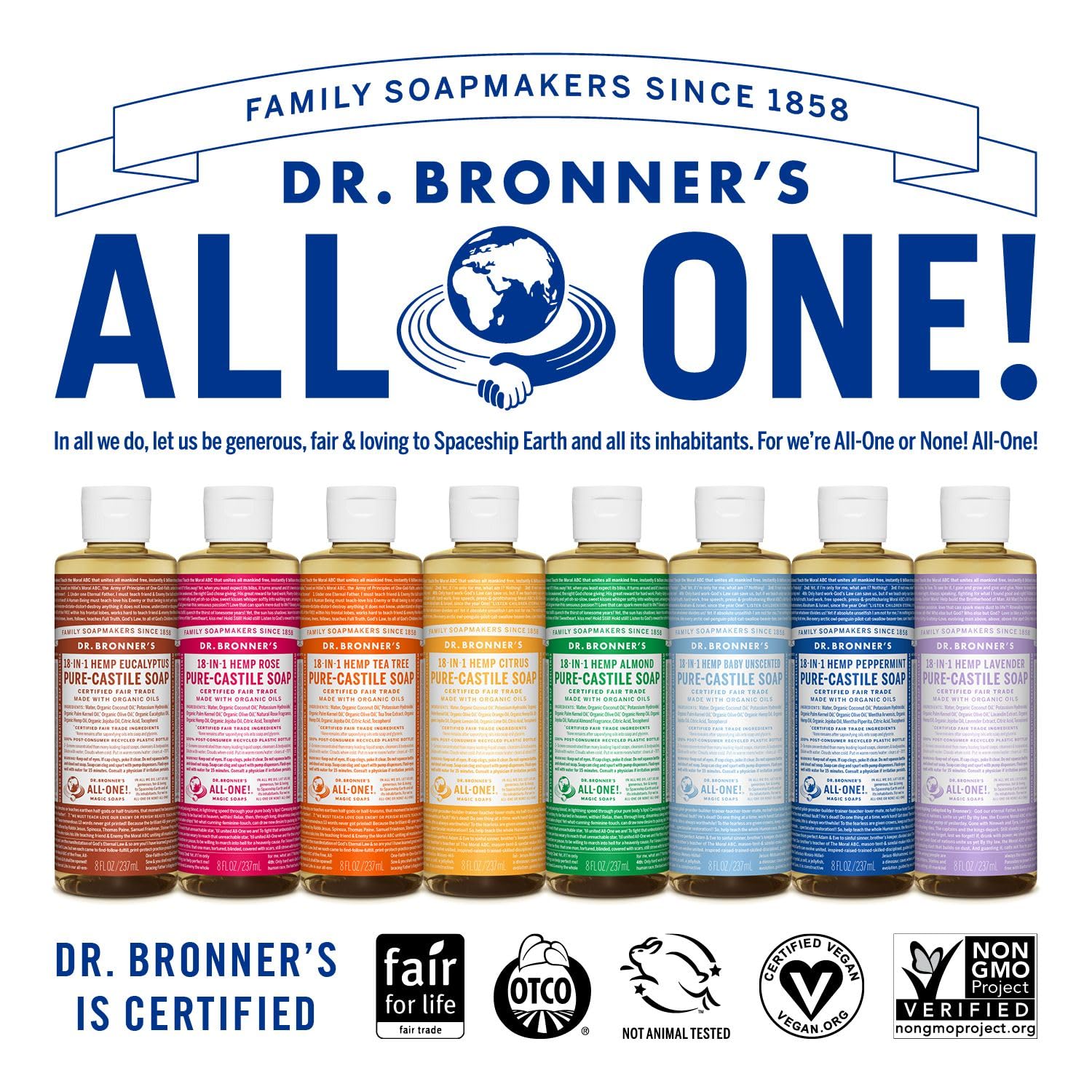 Almond Pure - Castile Liquid Soap 473ml - Eco Natural Products - Dr. Bronner - Liquid Soap