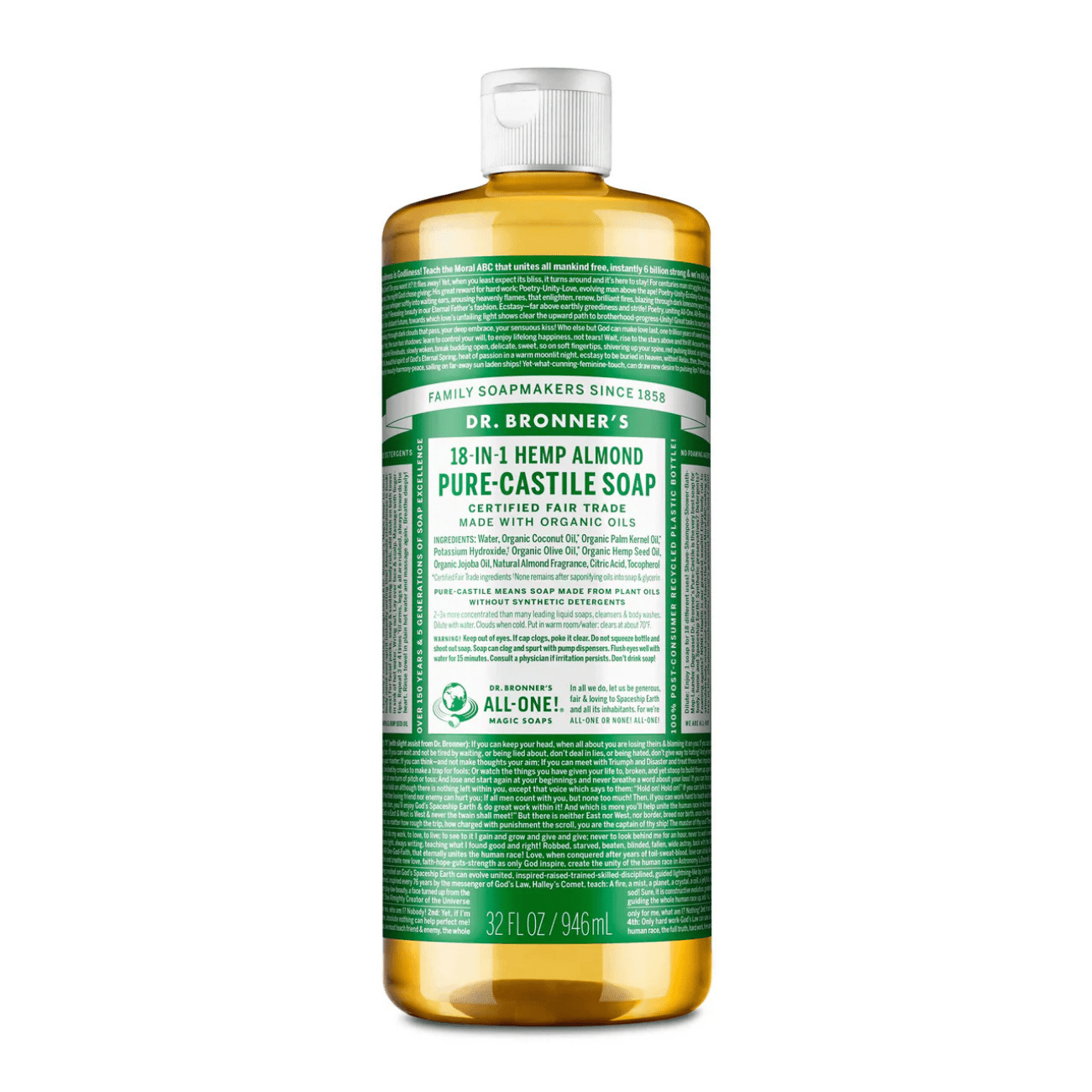 Almond Pure - Castile Liquid Soap 946ml - Eco Natural Products - Dr. Bronner - Liquid Soap