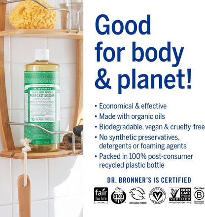 Almond Pure - Castile Liquid Soap 946ml - Dr. Bronner - Liquid Soap - Eco Natural Products