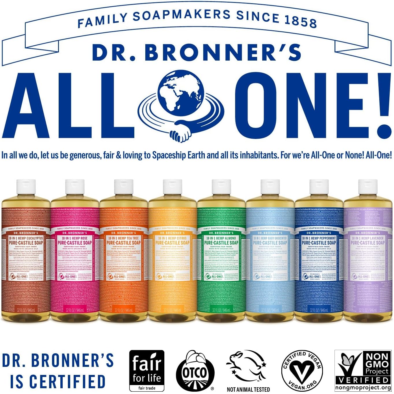 Almond Pure - Castile Liquid Soap 946ml - Eco Natural Products - Dr. Bronner - Liquid Soap