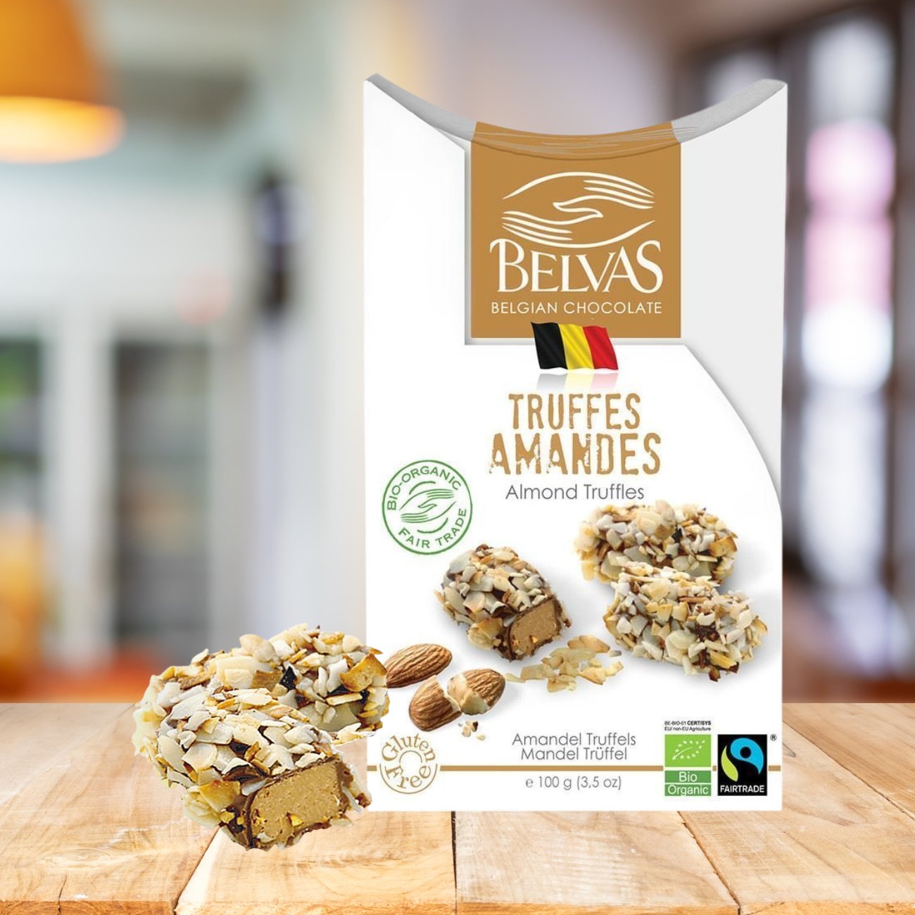 Almond Truffle Chocolate 100g - Belvas - Chocolate - Eco Natural Products