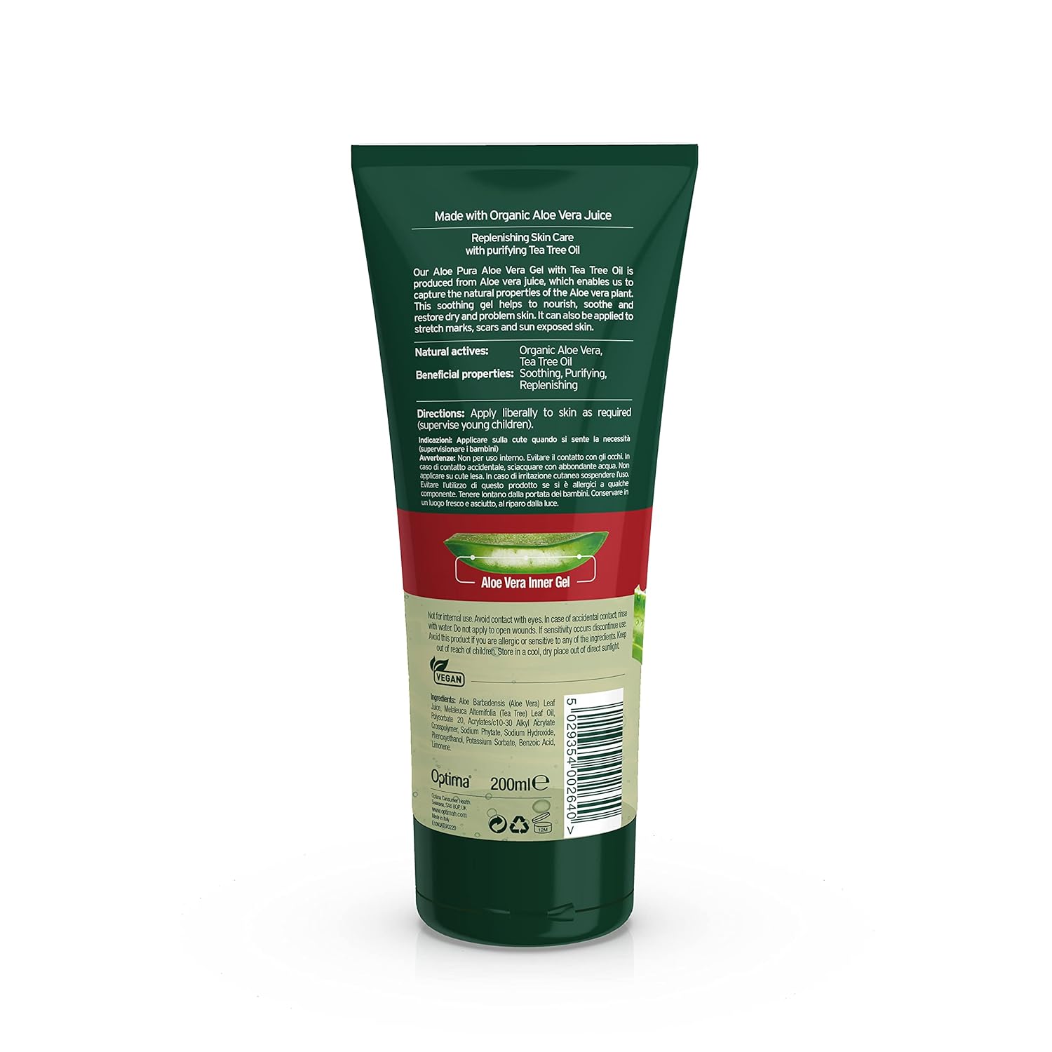 Aloe Vera Gel & Tea Tree 200ml - Eco Natural Products - Aloe Pura - Gel