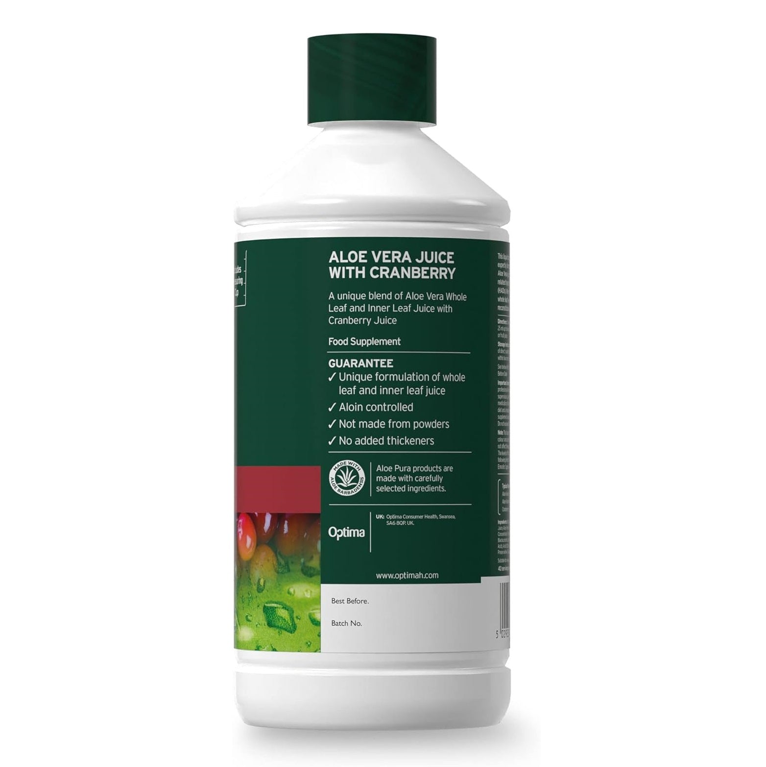 Aloe Vera Juice Cranberry 1L - Aloe Pura - Liquid Food Supplement - Eco Natural Products