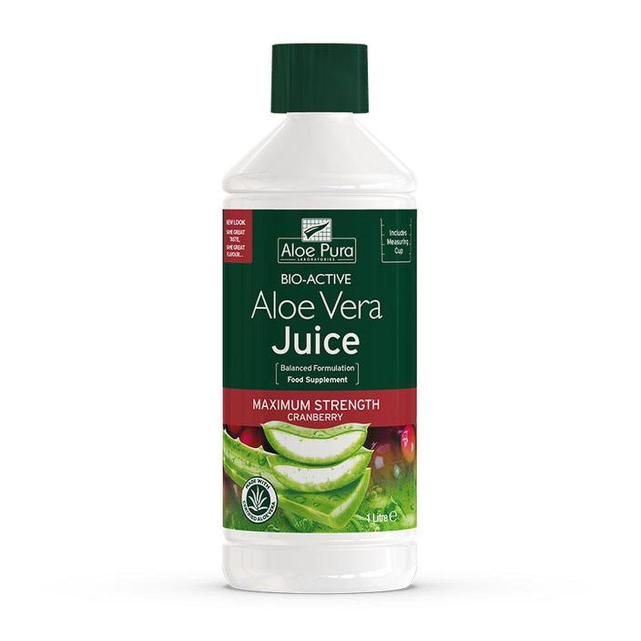 Aloe Vera Juice Cranberry 1L - Aloe Pura - Liquid Food Supplement - Eco Natural Products