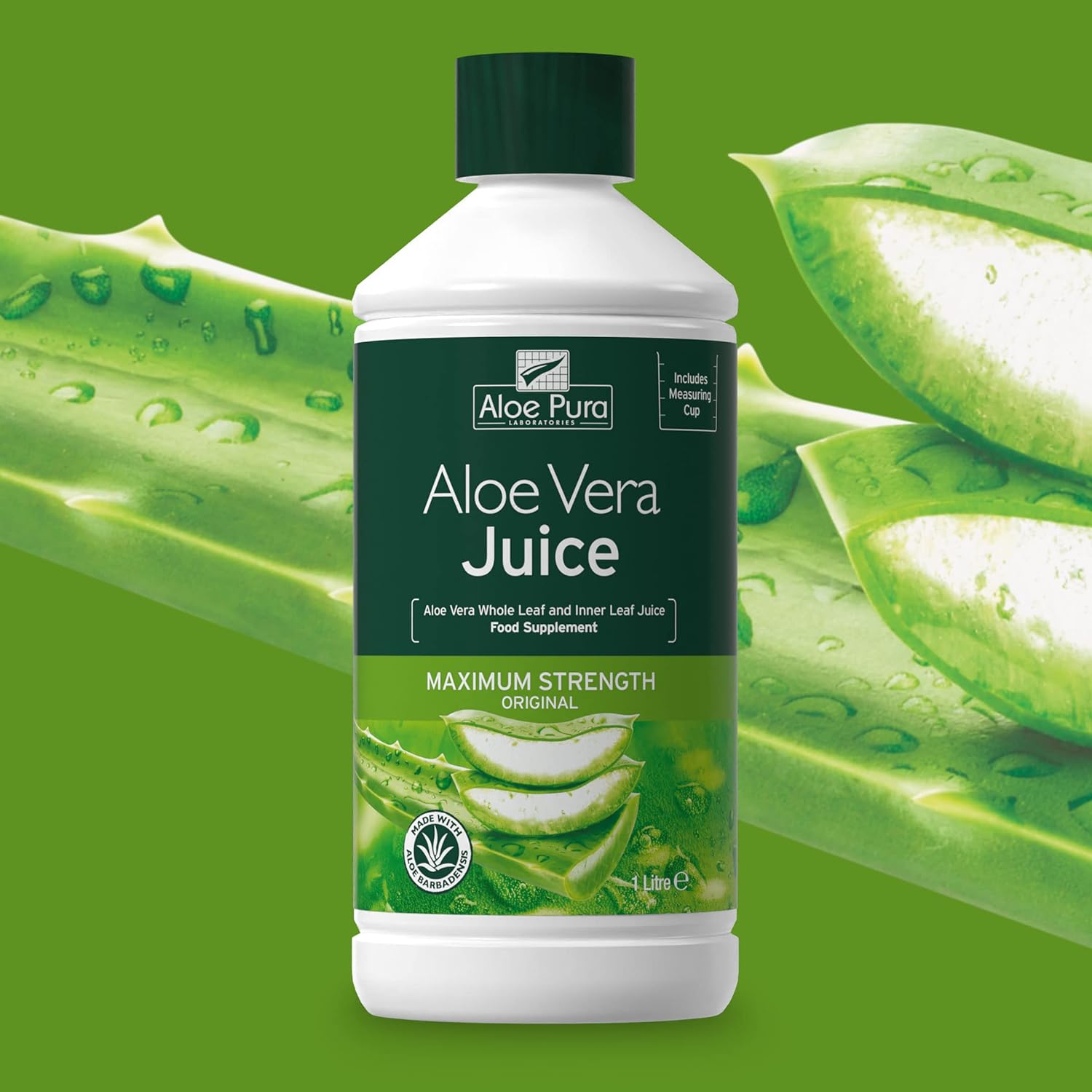 Aloe Vera Maximum Strength Juice 1L - Aloe Pura - Liquid Food Supplement - Eco Natural Products