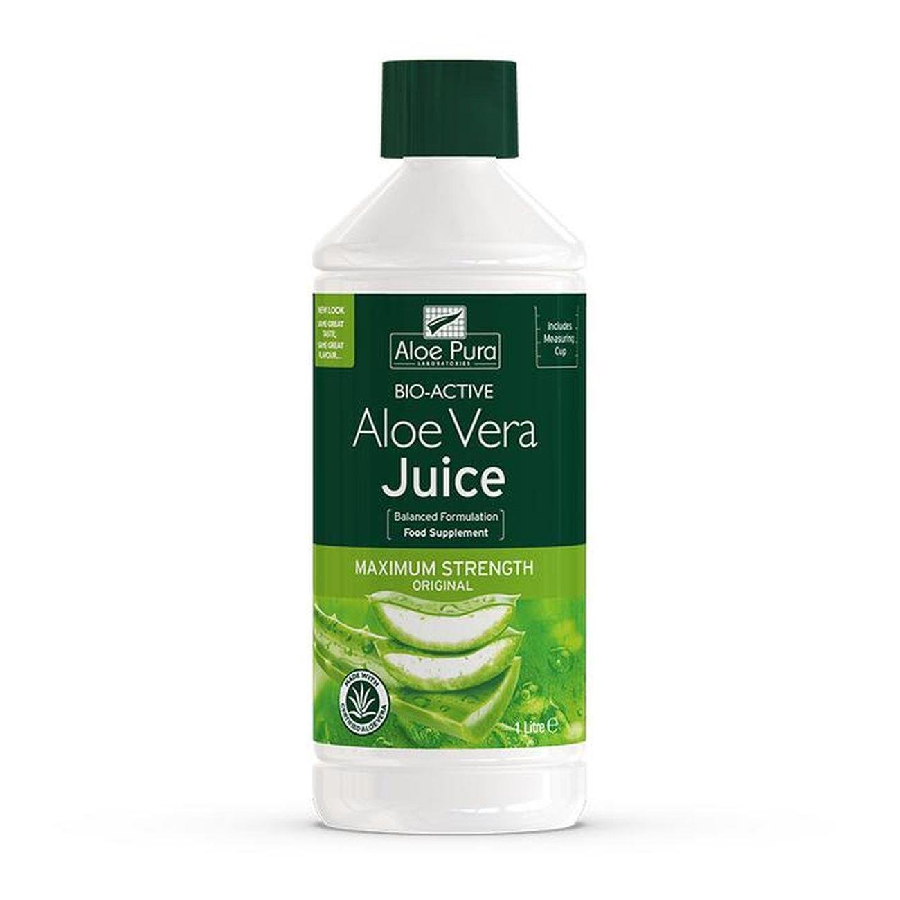 Aloe Vera Maximum Strength Juice 1L - Aloe Pura - Liquid Food Supplement - Eco Natural Products