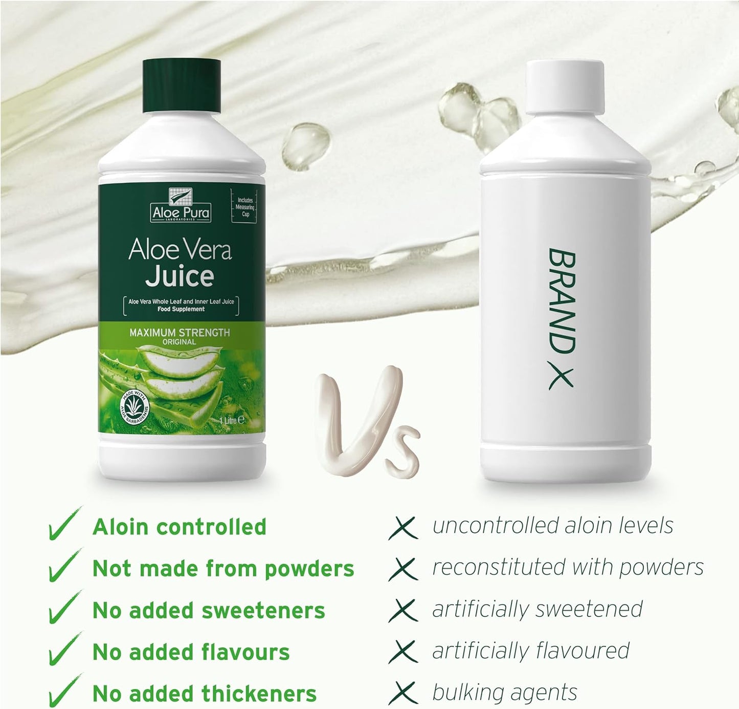 Aloe Vera Maximum Strength Juice 1L - Aloe Pura - Liquid Food Supplement - Eco Natural Products