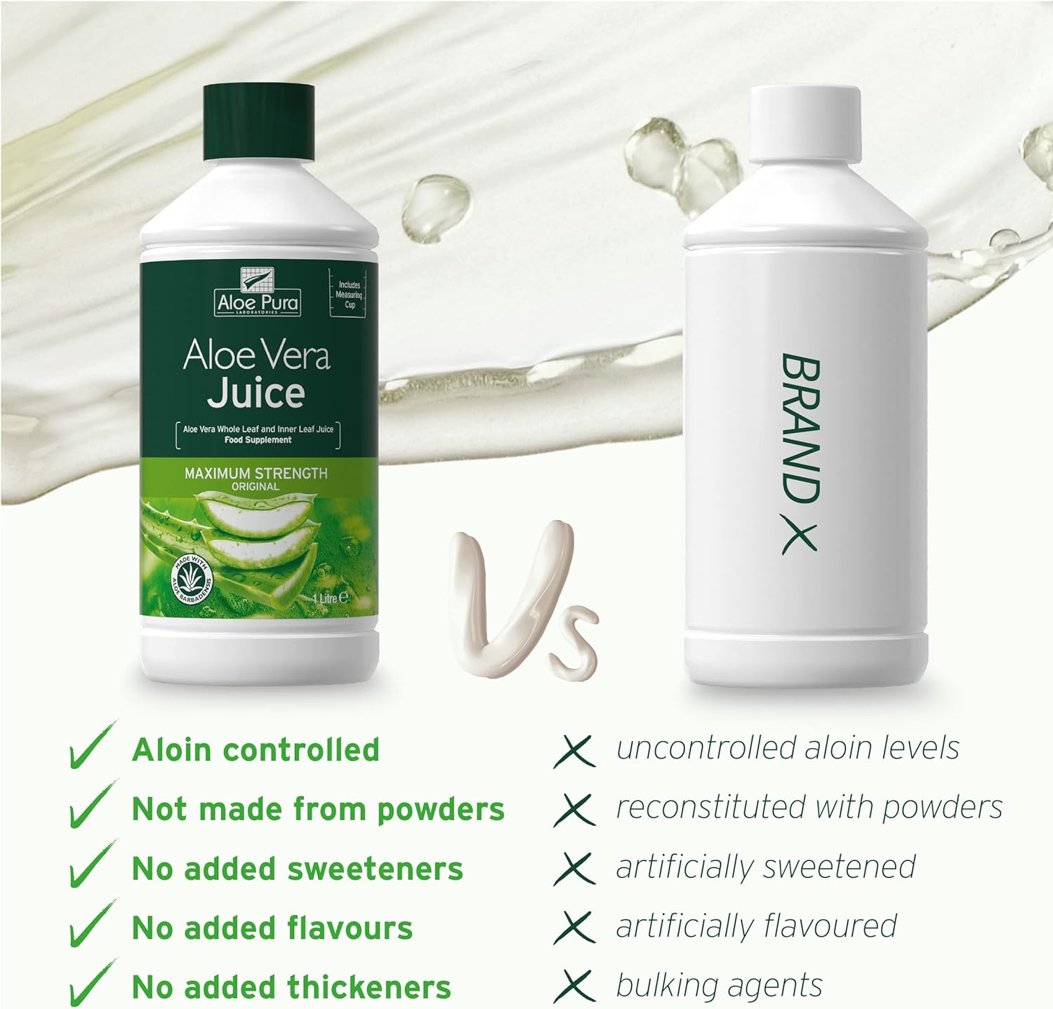 Aloe Vera Maximum Strength Juice 1L - Aloe Pura - Liquid Food Supplement - Eco Natural Products