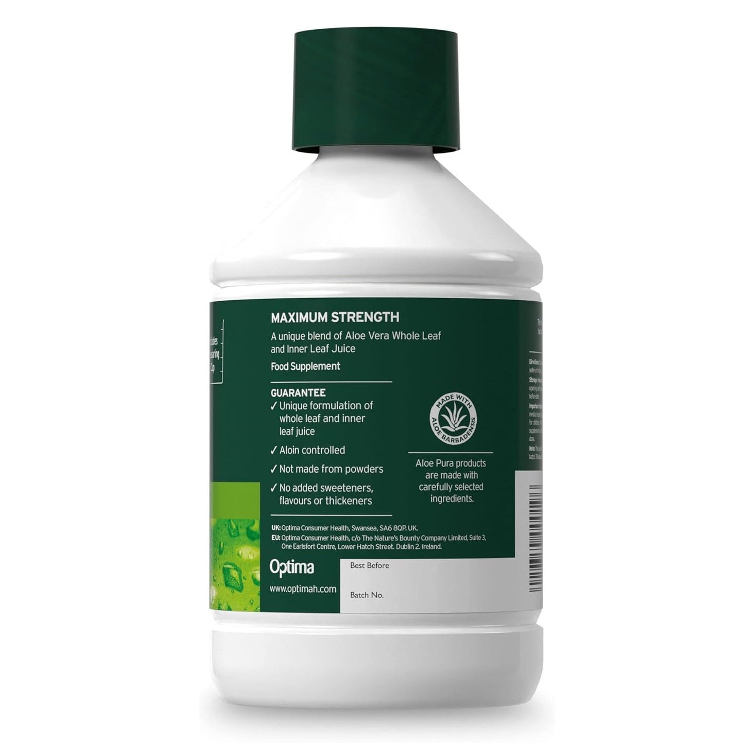Aloe Vera Maximum Strength Juice 500ml - Aloe Pura - Liquid Food Supplement - Eco Natural Products