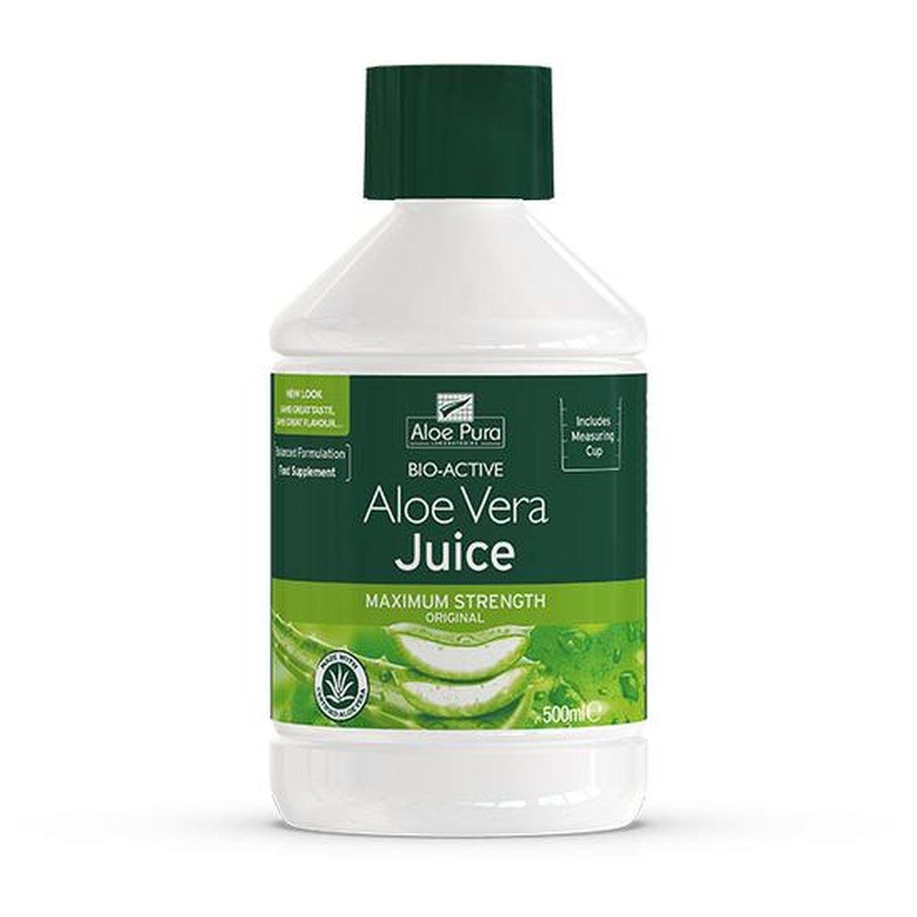 Aloe Vera Maximum Strength Juice 500ml - Aloe Pura - Liquid Food Supplement - Eco Natural Products