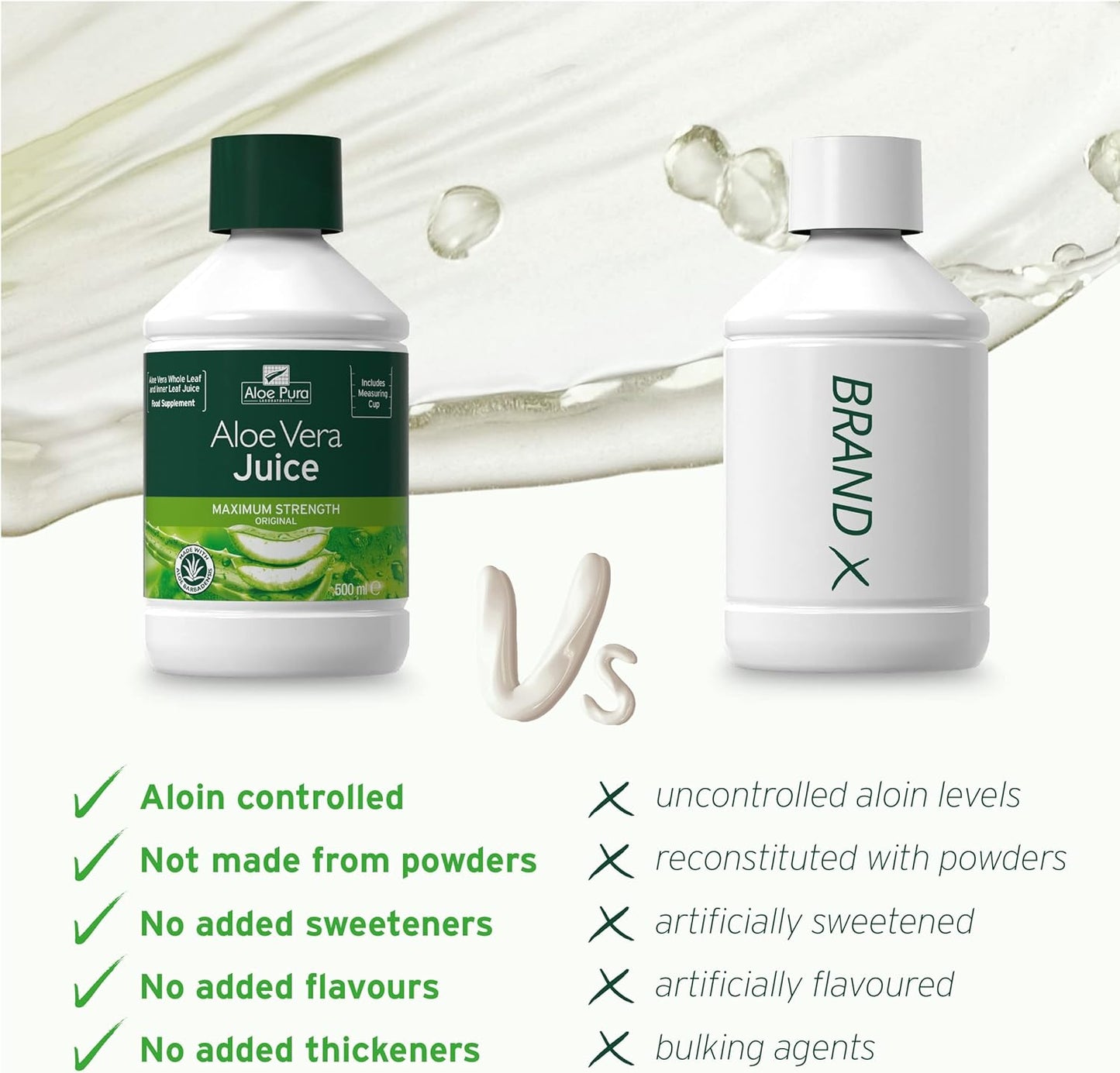 Aloe Vera Maximum Strength Juice 500ml - Aloe Pura - Liquid Food Supplement - Eco Natural Products