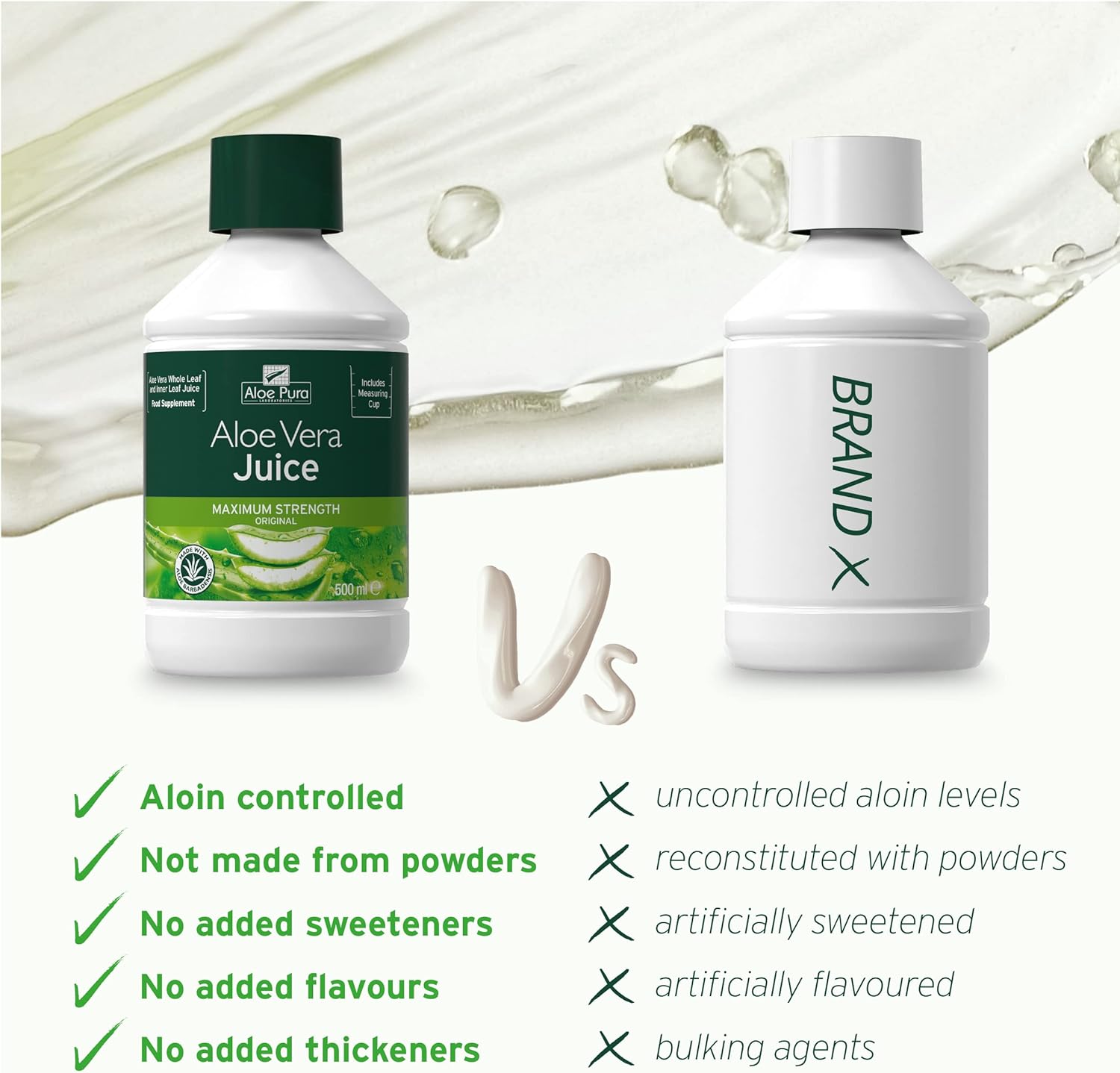 Aloe Vera Maximum Strength Juice 500ml - Aloe Pura - Liquid Food Supplement - Eco Natural Products