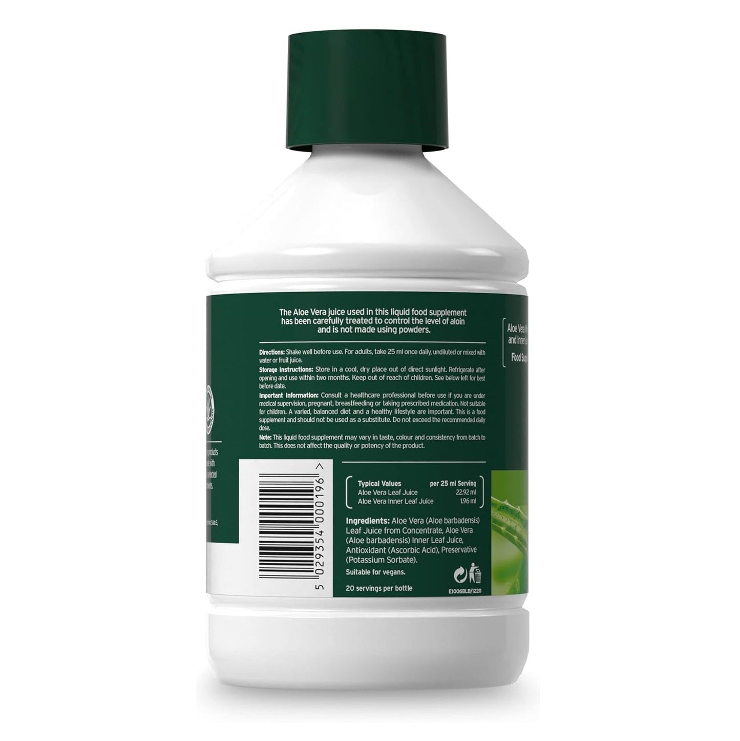 Aloe Vera Maximum Strength Juice 500ml - Aloe Pura - Liquid Food Supplement - Eco Natural Products