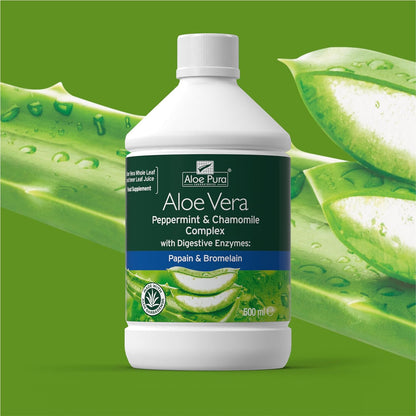 Aloe Vera Peppermint And Chamomile Complex 500ml - Aloe Pura - Liquid Food Supplement - Eco Natural Products