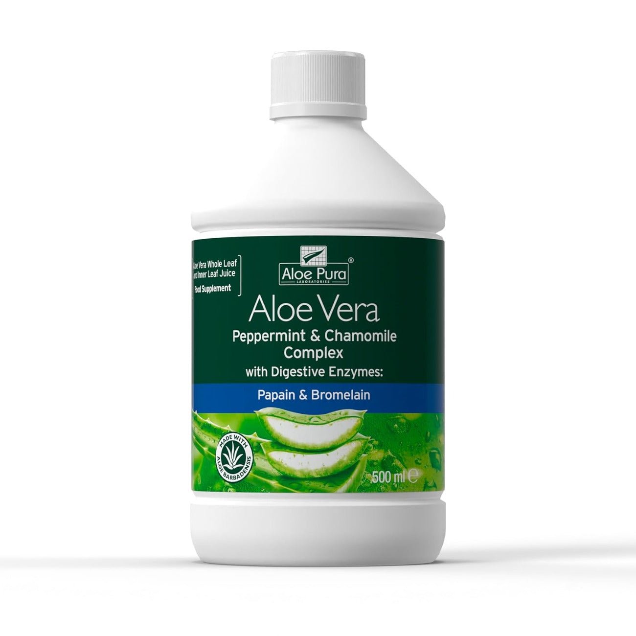Aloe Vera Peppermint And Chamomile Complex 500ml - Aloe Pura - Liquid Food Supplement - Eco Natural Products