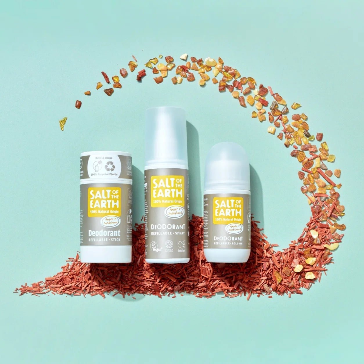 Amber and Sandalwood Refillable Roll - On Deodorant 75ml - Salt Of the Earth - Deodorants - Eco Natural Products