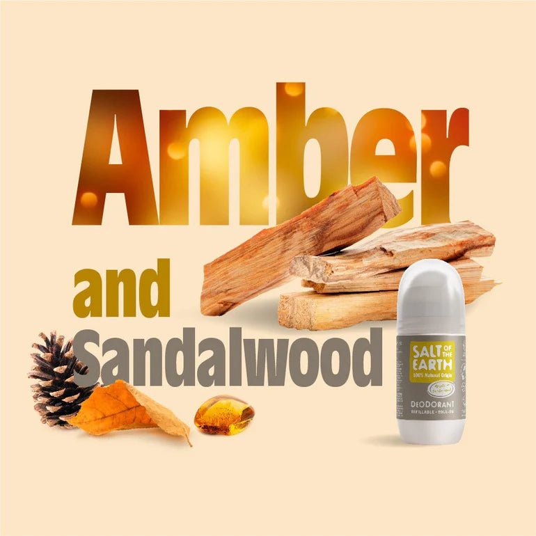 Amber Sandalwood Refillable Roll - On Deodorant 75ml - Eco Natural Products - Salt Of the Earth - Deodorant