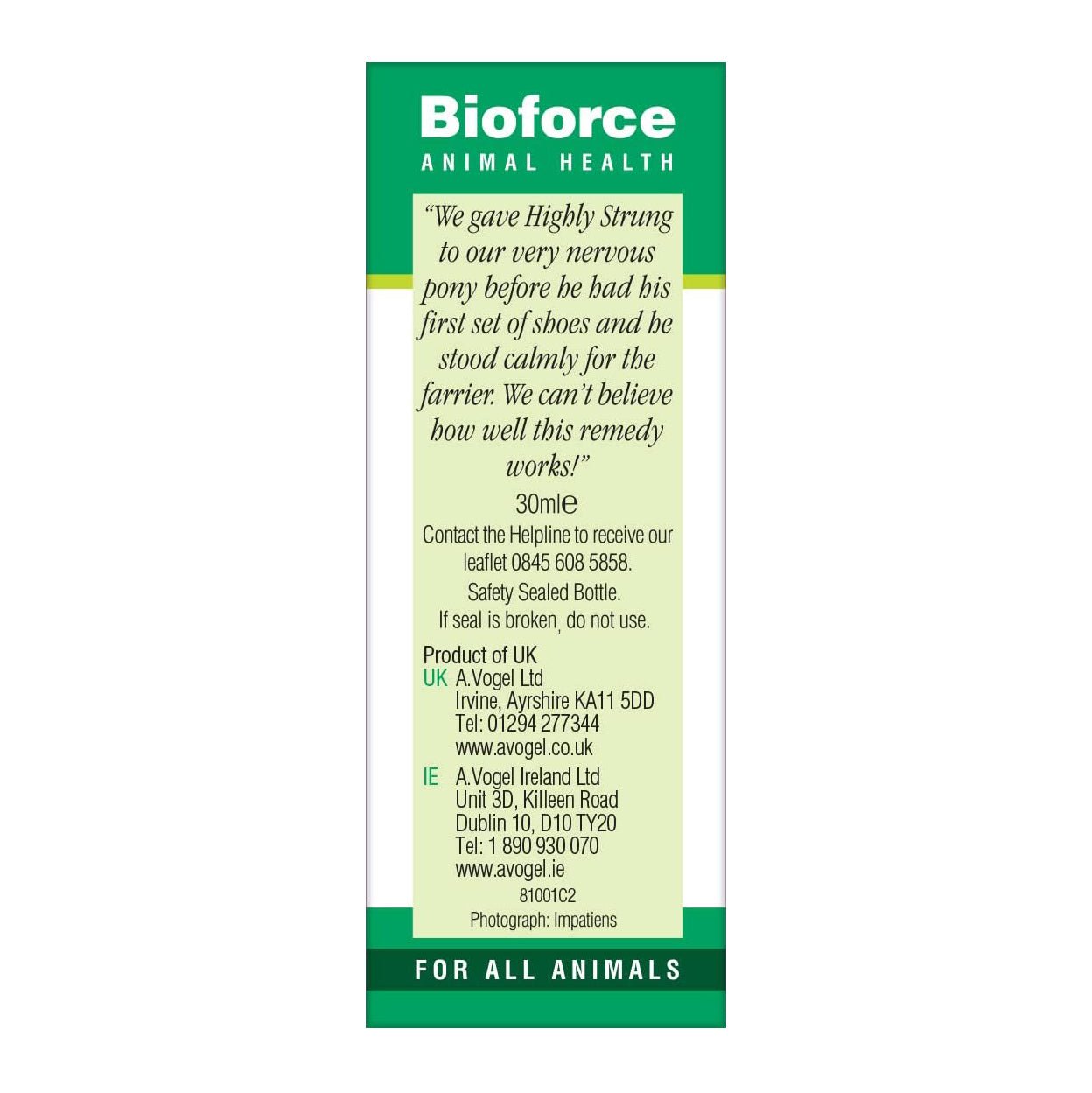 Animal Essence Highly Strung 30ml - BioForce - Animal Essence - Eco Natural Products